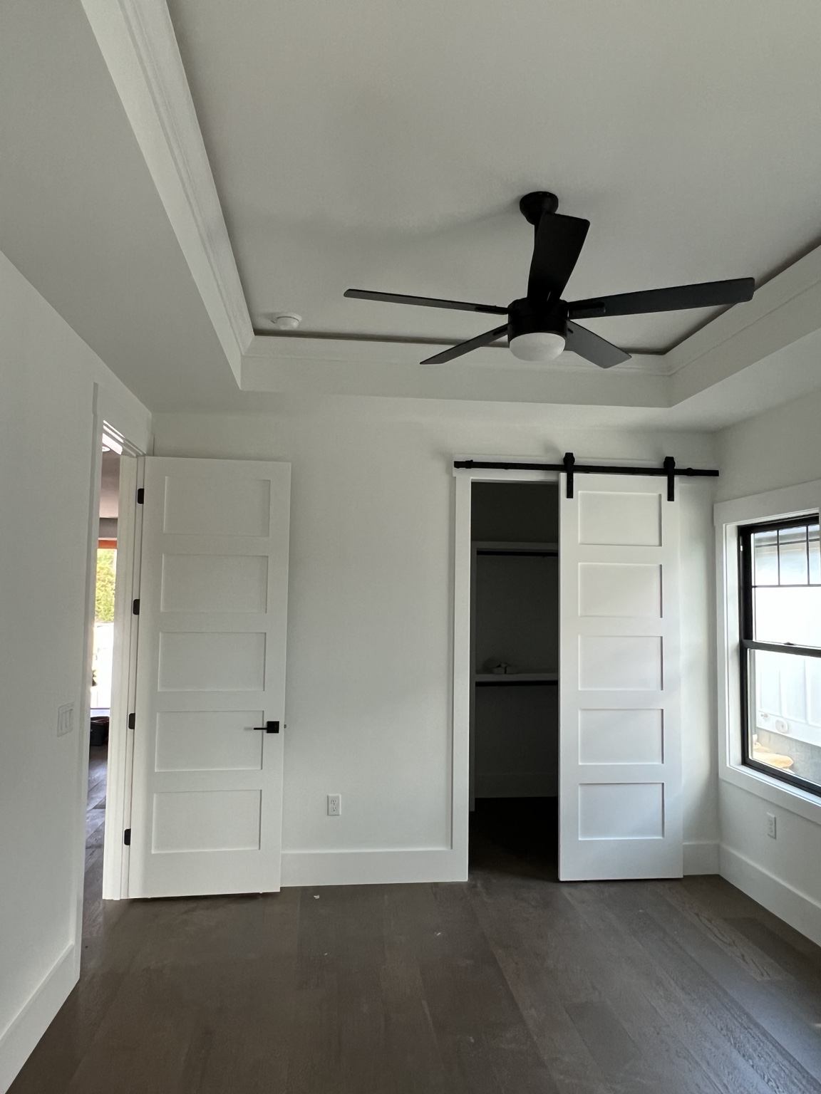 Interior trim and dark window detail